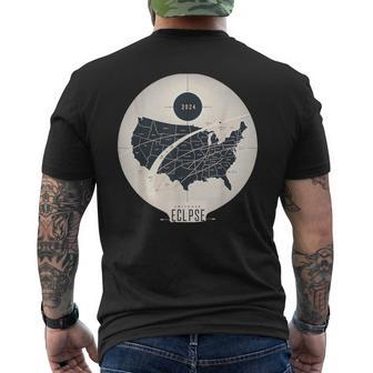 Total Solar Eclipse 2024 Usa April 8 2024 Map Minimalist Men's T-shirt Back Print - Monsterry CA