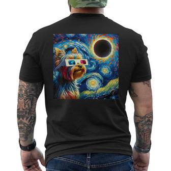 Total Solar Eclipse 2024 Van Gogh Starry Night Yorkshire Men's T-shirt Back Print - Seseable