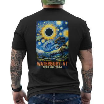 Total Solar Eclipse 2024 Waterbury Vermont Starry Night Men's T-shirt Back Print - Thegiftio UK
