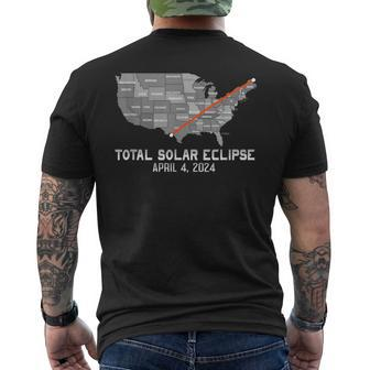 Total Solar Eclipse 4 8 2024 American Map Path Of Totality Men's T-shirt Back Print | Mazezy UK