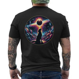 Total Solar Eclipse Apirl 08 2024 With Cat Graphic Men's T-shirt Back Print - Thegiftio UK