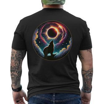 Total Solar Eclipse Apirl 08 2024 With Grizzly Bear Graphic Men's T-shirt Back Print - Monsterry