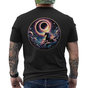 Total Solar Eclipse Apirl 08 2024 With Unicorn Graphic Men's T-shirt Back Print - Monsterry