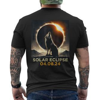 Total Solar Eclipse April 8 2024 America Wilderness Wolf Men's T-shirt Back Print | Mazezy