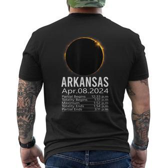 Total Solar Eclipse April 8 2024 Arkansas Schedule Time Men's T-shirt Back Print | Mazezy