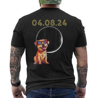 Total Solar Eclipse April 8 2024 Puppy Dog Wearing Shades Men's T-shirt Back Print - Seseable