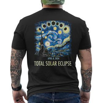 Total Solar Eclipse April 8 2024 Van Gogh Starry Night Men's T-shirt Back Print | Mazezy
