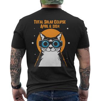 Total Solar Eclipse April 8Th 2024 Cat Wearing Eclipse Glass Men's T-shirt Back Print - Monsterry DE