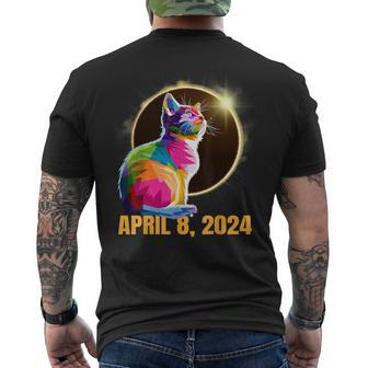 Total Solar Eclipse Cat Glasses April 8 2024 Novelty Men's T-shirt Back Print - Thegiftio UK