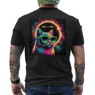 Total Solar Eclipse Cat Wearing Glasses April 8 2024 Men's T-shirt Back Print | Mazezy