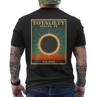 Total Solar Eclipse Dallas Texas Retro Totality 4 8 2024 Men's T-shirt Back Print - Monsterry UK