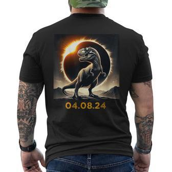 Total Solar Eclipse Dinosaur April 8 2024 Men's T-shirt Back Print | Mazezy