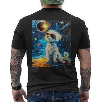 Total Solar Eclipse Maltese Dog Men's T-shirt Back Print - Monsterry AU