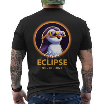 Total Solar Eclipse Penguin Wearing Glasses Eclipse 2024 Men's T-shirt Back Print - Seseable