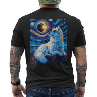 Total Solar Eclipse Samoyed Dog Men's T-shirt Back Print | Mazezy
