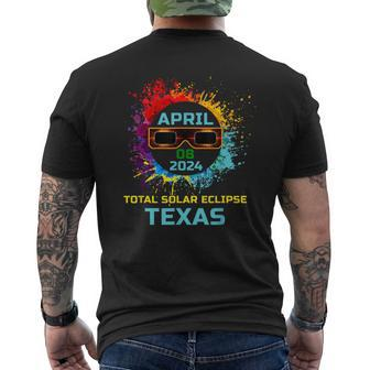Total Solar Eclipse Texas 2024 Colorful Eclipse 04 08 24 Men's T-shirt Back Print | Mazezy