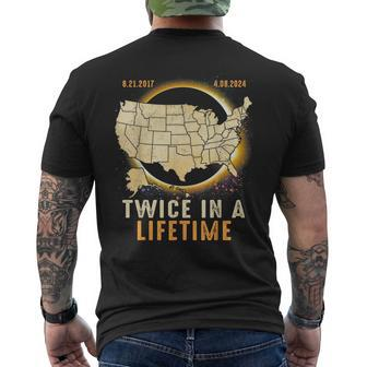 Total Solar Eclipse Twice In A Lifetime 2024 Usa Map Men's T-shirt Back Print - Monsterry
