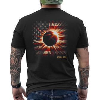 Totality 2024 American Flag Total Solar Eclipse Men's T-shirt Back Print - Monsterry UK