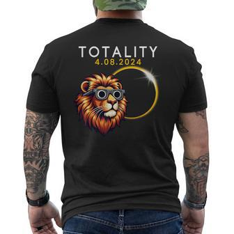 Totality 2024 Total Solar Eclipse Lion 4 8 2024 America Fun Men's T-shirt Back Print | Mazezy