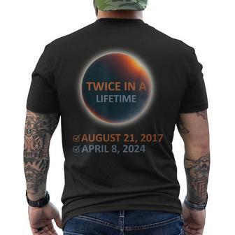 Totality 24 Twice In A Lifetime Total Solar Eclipse 2024 Men's T-shirt Back Print - Monsterry