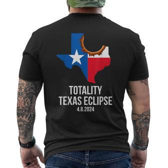 Totality Texas Eclipse 2024 Tx Total Solar Texan State Flag Men's T-shirt Back Print - Seseable