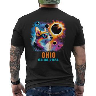 Totality Total Solar Eclipse 2024 Ohio Corgi Dog Men's T-shirt Back Print - Monsterry CA