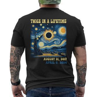Totality Total Solar Eclipse Twice In A Lifetime Van Gogh Men's T-shirt Back Print | Mazezy