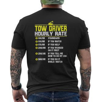 Tow Truck Driver Hourly Rate Towing Dad Grandpa Mens Back Print T-shirt | Mazezy