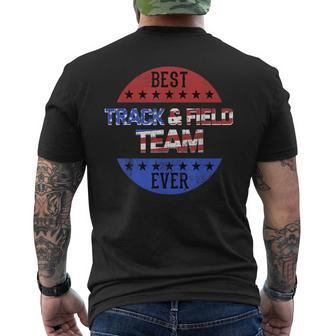 Track And Field Team Independence Day Patriotic Usa Flag Men's T-shirt Back Print - Monsterry