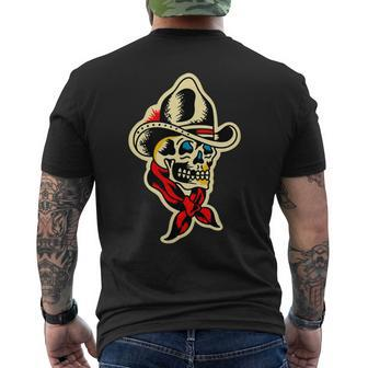 Traditional Cowboy Skull Tattoo Men's T-shirt Back Print - Seseable