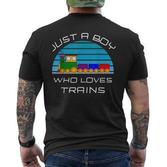 Train Lovers For Boys & Toddlers Just A Boy Who Loves Trains Men's T-shirt Back Print - Thegiftio UK