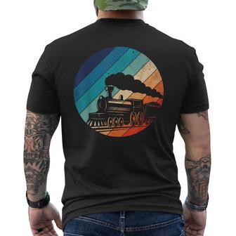 Train Railroad Vintage Retro Locomotive Old Model Men's T-shirt Back Print - Monsterry UK