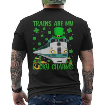 Trains Are My Lucky Charms Train St Patrick's Day Men's T-shirt Back Print - Monsterry AU