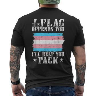 Trans If This Flag Offends You I'll Help You Pack Mens Back Print T-shirt - Thegiftio UK