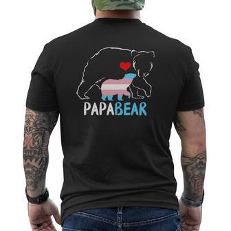 Trans Papa Bear Proud Dad Rainbow Transgender Father's Day Mens Back Print T-shirt | Mazezy