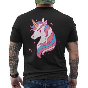 Trans Pride Einhorn Lgbt-Trans-Alliierter Black T-Shirt mit Rückendruck - Seseable