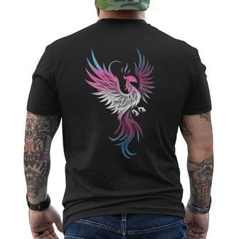 Transgender Phoenix Bird Trans Pride Flag Rising From Ashes Men's T-shirt Back Print - Monsterry UK