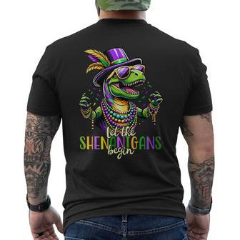 Trex Dinosaur Mardi Gras Costume Let The Shenanigans Begin Men's T-shirt Back Print - Thegiftio UK