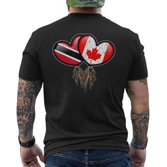 Trinidadian Canadian Flags Inside Hearts With Roots Men's T-shirt Back Print - Monsterry DE