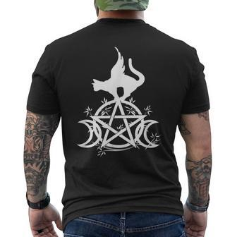 Triple Moon Wicca Witchcraft Cat Moon Goddess Men's T-shirt Back Print - Monsterry