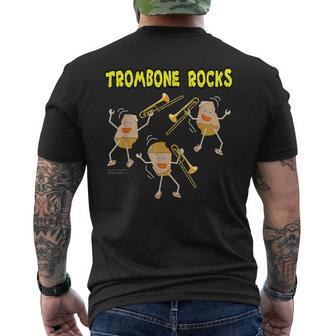 Trombone Rocks Musical Instrument Men's T-shirt Back Print - Monsterry UK