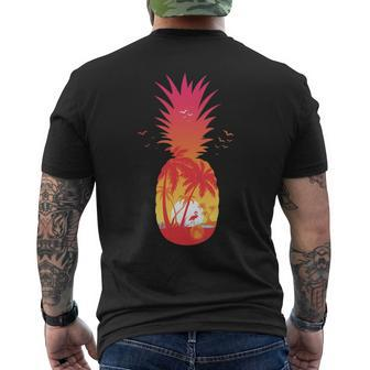 A Tropical Beach A Sunset Relax And Pineapples Men's T-shirt Back Print | Mazezy