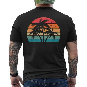 Tropical Hawaiian Retro Palm Tree Sunset Hawaii Beach Men's T-shirt Back Print - Thegiftio UK