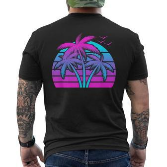 Tropical Vaporwave Hawaiian Palm Tree Hawaii Beach Edm Men's T-shirt Back Print - Thegiftio UK