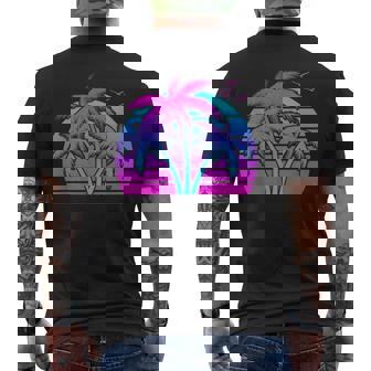 Tropical Vaporwave Hawaiian Palm Tree Hawaii Beach Edm Men's T-shirt Back Print - Thegiftio UK