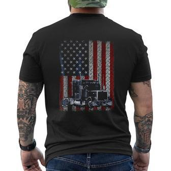 Truck Driver American Flag Trucker Mens Back Print T-shirt | Mazezy
