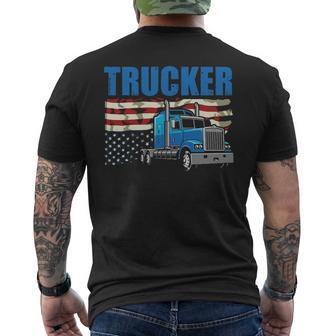 Truck Driver Trucker Flag Usa Men's T-shirt Back Print | Mazezy
