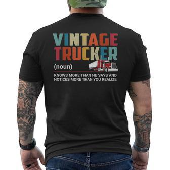 Truck Driver Vintage Trucker Noun Men's T-shirt Back Print | Mazezy