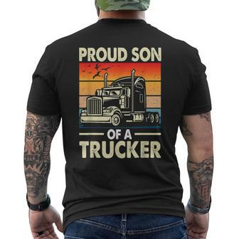 Truck Driver's Son Trucker's Son Father's Day Vintage Men's T-shirt Back Print - Monsterry