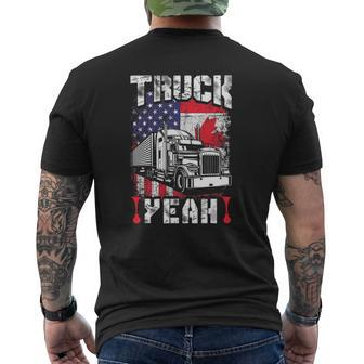 Truck Yeah Canada Flag American Flag Freedom Convoy 2022 Ver2 Mens Back Print T-shirt | Mazezy